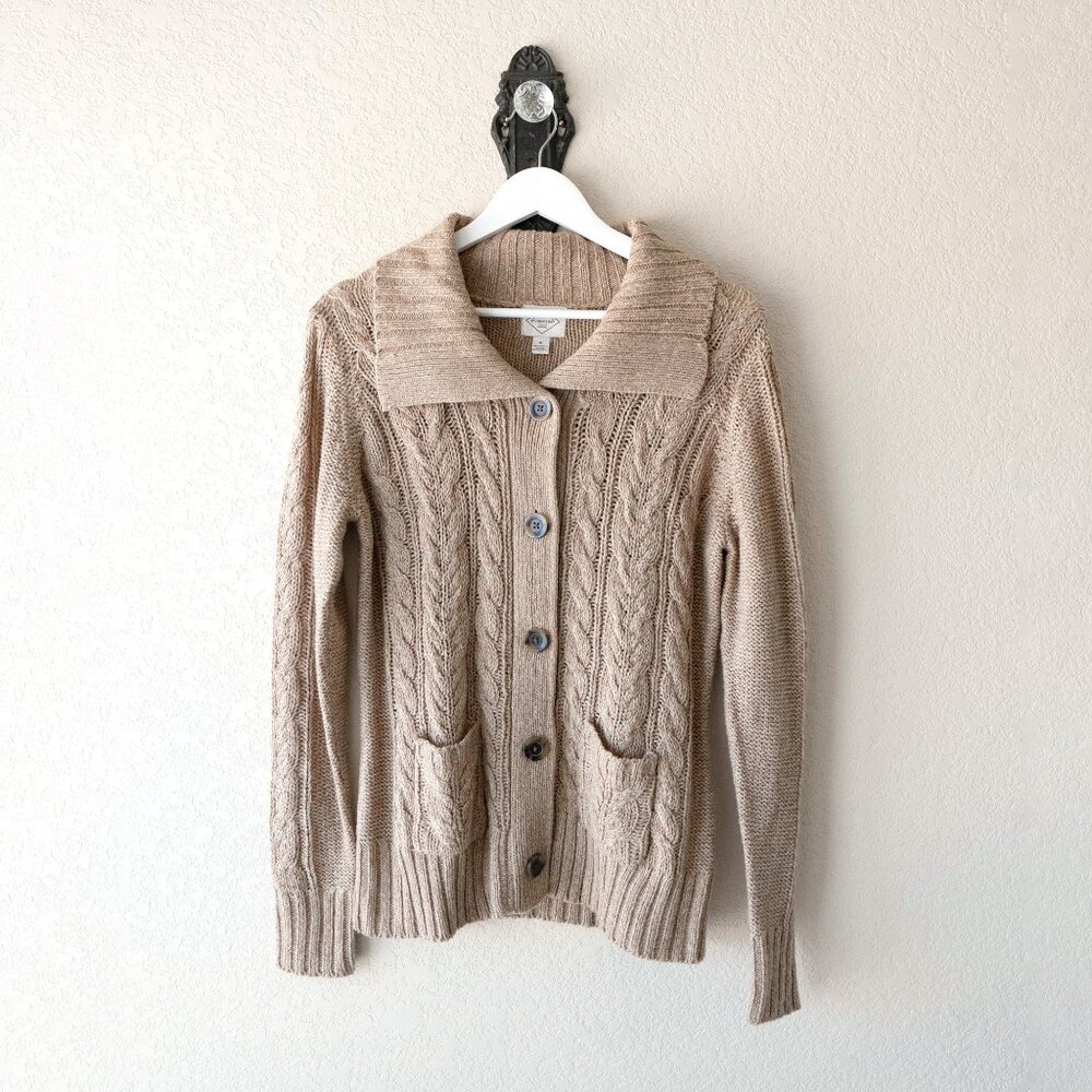 St. John’s Bay Cable Knit Cardigan Sweater Women’s M Shawl Collar Academia Cabin - Picture 2 of 12